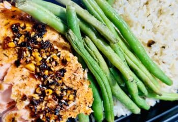 Salsa Macha Salmon w/ cilantro lime rice