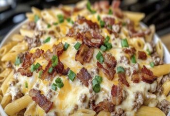 Loaded bacon Cheeseburger Alfredo Pasta